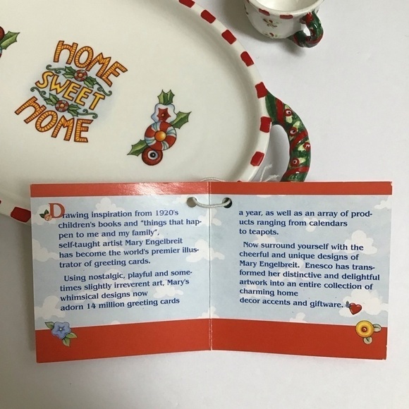 Mary Engelbreit Mini Tea Set Home Sweet Home 2000 Christmas Touches Ceramic NEW - Picture 10 of 10